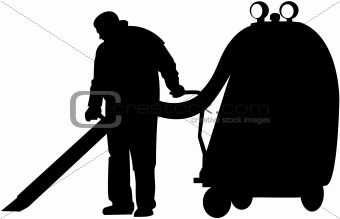 vector image of cleaner at work