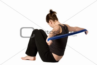 Woman is stretching her arms