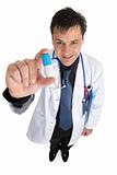 Friendly doctor or Pharmacist with pill