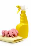 Spray Bottle with pink Gloves
