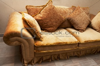 sofa with soft pillows