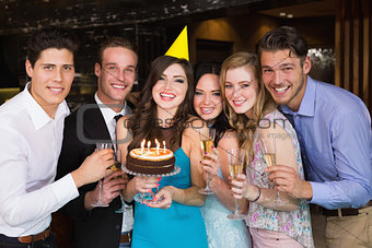 Attractive friends celebrating a birthday
