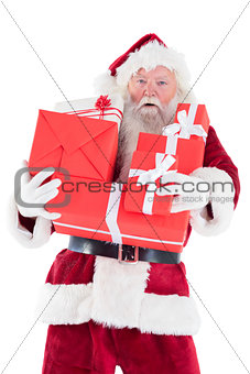 Santa carries a few presents
