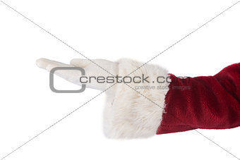 Santa Claus shows open hand