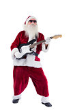 Santa Claus plays guitar with sunglasses