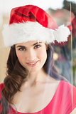 Portrait of a festive brunette at christmas