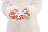 Cute little girl holding snowflake