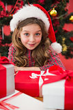 Festive little girl with gifts