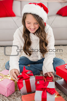 Festive little girl with gifts