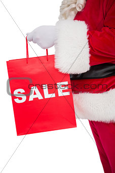 Santa claus holding sale bag