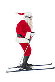 Festive father christmas skiing