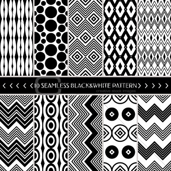 Collection of 10 geometric seamless pattern background