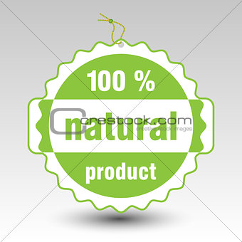 vector green 100 % natural product paper price tag label