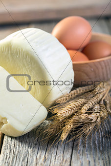 Georgian cheese, eggs and corn.