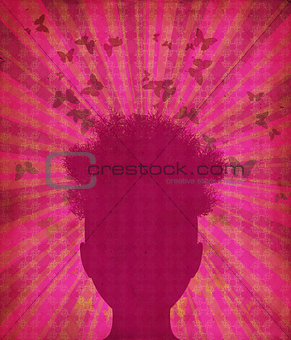 Grunge head silhouette