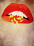 Grunge lips and tasty lollipop