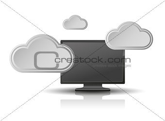 Computer and clouds.