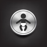 Baby icon on silver button