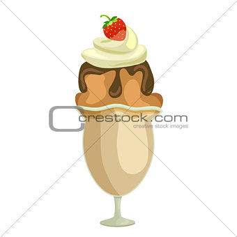 Chocolate ice-cream in glass on white background