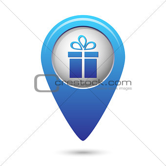 Map pointer with present icon