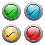 Key icon set on glass buttons