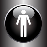 Standing human icon on black button