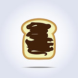White bread toast icon with chocolate
