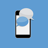 Abstract Design Flat Mobile Phone with Speech Bubbles. Vector