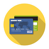 Credit Card Icon Flat Concept Vector Illustration