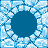 Round frame on blue Ice seamless pattern