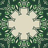 Green stylized ornate frame card in arabic style.