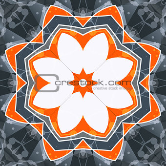 Mandala orange swadhisthana lotus flower symbol. Stylized chakra image