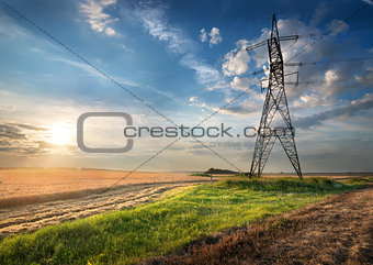 Electric pole in the field