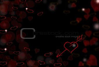 St.Valentine dark red background with hearts