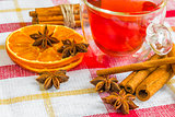 anise stars, cassia cinnamon sticks, dried orange rings and frui
