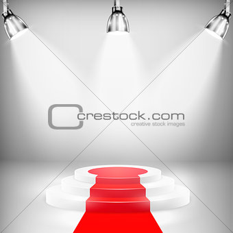 Illuminated Podium With Red Carpet