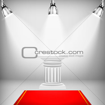 Illuminated Ionic Column With Red Carpet