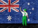 Australian flag painted over brick wall by house painter