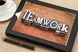 teamwork  word in metal type