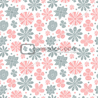 Seamless floral pattern of the colors pink and blue