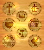 Set of Wooden Religious Icons Illustration
