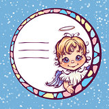 Vector illustration of frame with cute angel