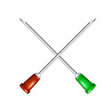 Two crossed injection needles