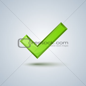 Isolated green check mark sign. Vector image