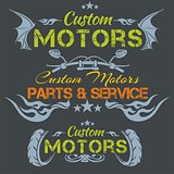 Custom motors - vector emblem set.