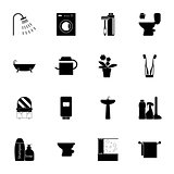 Bathroom silhouettes icons set