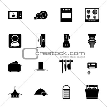 Kitchen silhouettes icons set