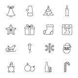 Christmas and New Year thin lines icons set 