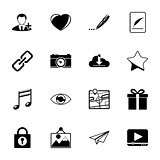 Socia media web silhouettes icons set with longshadow