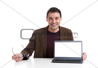 Business man with a laptop
